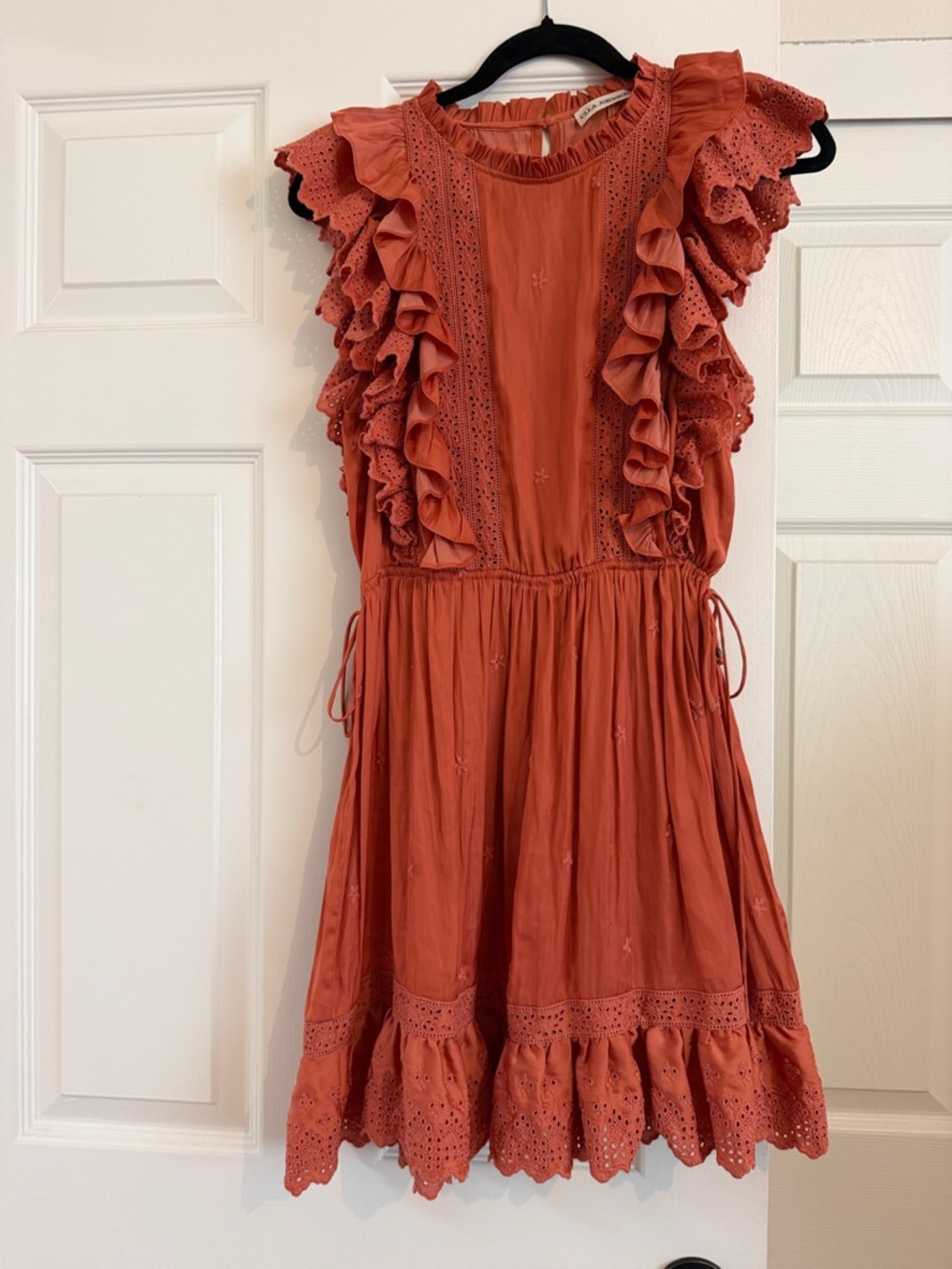 Ulla Johnson Rust Ruffle Eyelet Dress